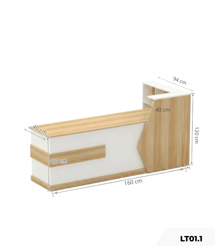 Quầy lễ tân LT01.1 - Trắng phối vân gỗ nhạt