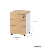 Tab Di Động TDD28.1 40x48x60 – Trắng + Vân gỗ nhạt
