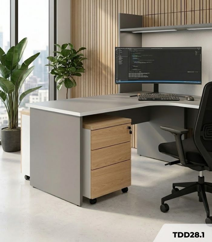 Tab Di Động TDD28.1 40x48x60 – Trắng + Vân gỗ nhạt