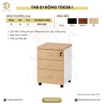 Tab Di Động TDD28.1 40x48x60 – Trắng + Vân gỗ nhạt