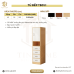 Tủ bếp TB01.1 40×55×180 – Vân gỗ nhạt