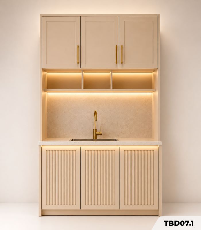 Tủ bếp dưới kèm cánh lam TBD07.1 150x85 - Be