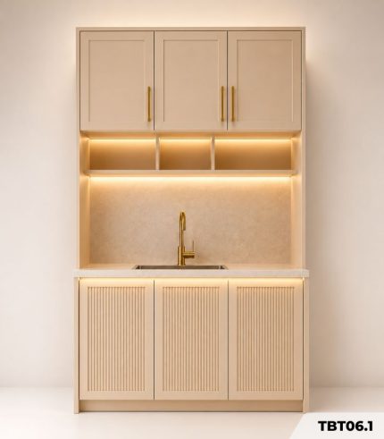 Tủ bếp trên phối cánh TBT06.1 150x30x25 - Be