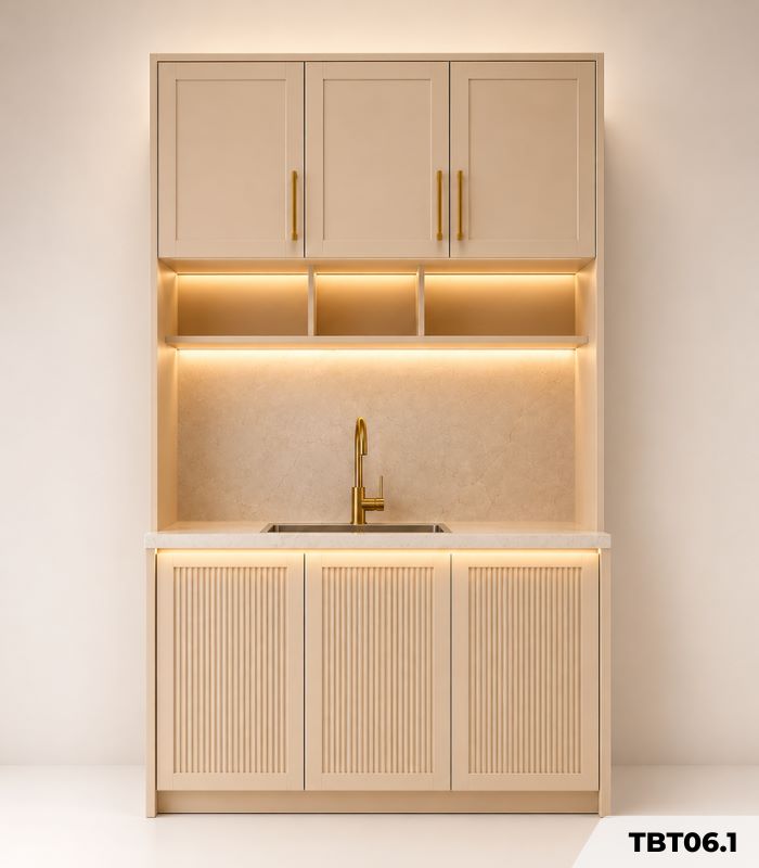 Tủ bếp trên phối cánh TBT06.1 150x30x25 - Be