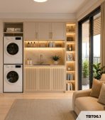 Tủ bếp trên phối cánh TBT06.1 150x30x25 - Be
