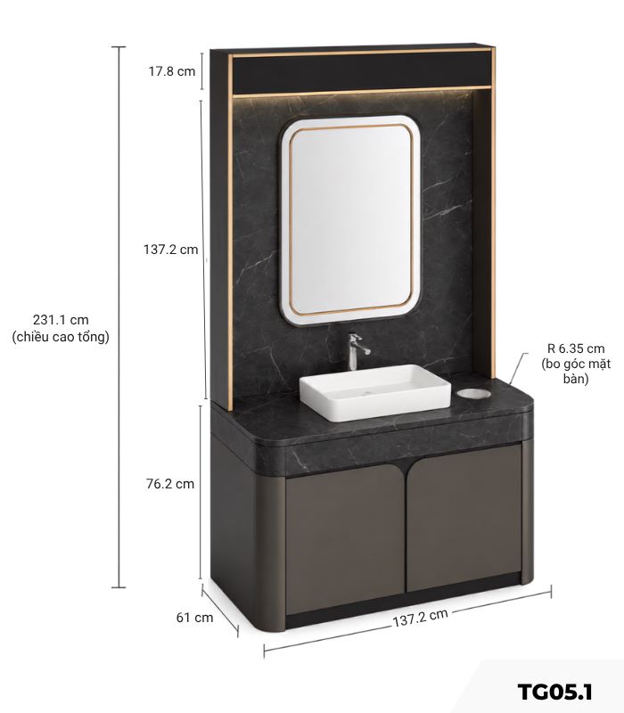 Tủ chậu rửa tay (Sink Cabinet / Pedicure Sink Base) TG05.1