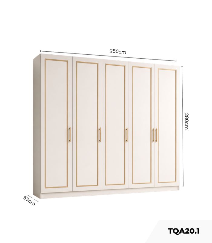 Tủ quần áo Cánh sơn 250x280 TQA12.1 – Trắng