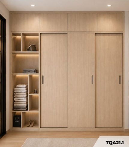 Tủ quần áo 21.1 240x60x280 - Vân gỗ nhạt