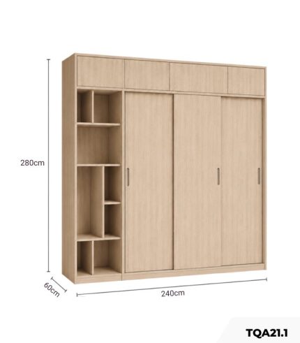 Tủ quần áo 21.1 240x60x280 - Vân gỗ nhạt