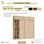 Tủ quần áo 21.1 240x60x280 - Vân gỗ nhạt