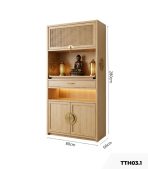 Tủ thờ hoa văn TTH03.1 80x60x280 – Vân gỗ nhạt