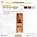 Tủ thờ hoa văn kèm bục gỗ TTH04.1 80x60x280 – Vân gỗ nhạt