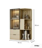 Tủ Trang Trí Góc Tường Khung nhôm Kính màu TTT9.1 60x40x120 - Be