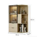Tủ Trang Trí Góc Tường Khung nhôm Kính màu TTT9.1 60x40x120 - Be
