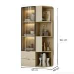 Tủ Trang Trí Góc Tường Khung nhôm Kính màu TTT9.2 60x40x160 - Be