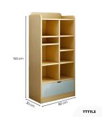 Tủ Trang Trí TTT11.3 80x30x150 - Vân Gỗ + Xanh
