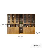 Tủ Trang Trí Khung gỗ Kính màu TTT14.3 280x40x200 - Vân Gỗ Đậm