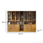 Tủ Trang Trí Khung gỗ Kính màu TTT14.3 280x40x200 - Vân Gỗ Đậm