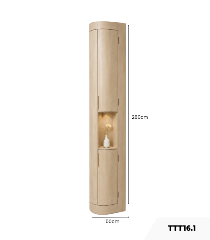 Tủ trang trí bo cong TTT16.1 50x280 - Vân gỗ nhạt