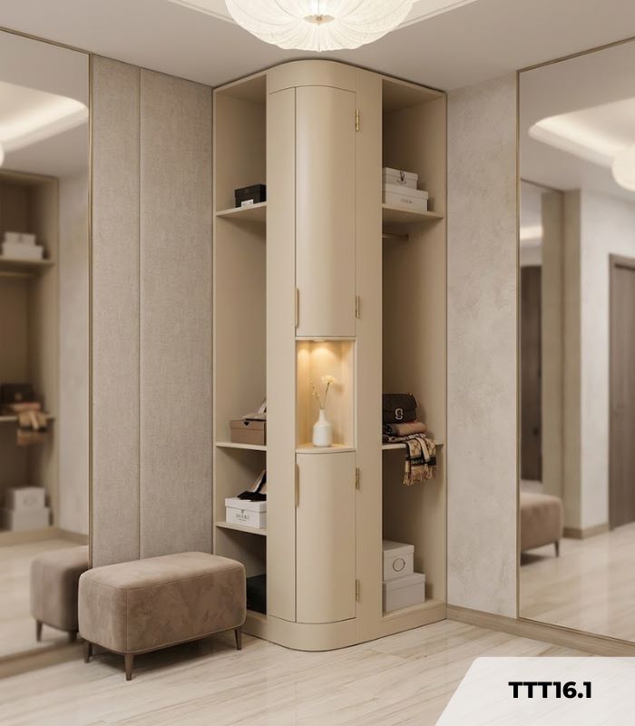 Tủ trang trí bo cong TTT16.1 50x280 - Be