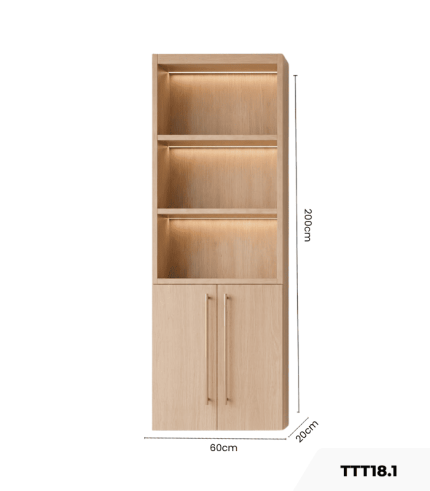 Tủ trang trí TTT18.1 60x20x200 – Vân Gỗ Nhạt