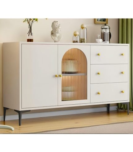Tủ Trang Trí Gỗ Khung Gỗ sọc trong TTT5.4 120x40x85 - Trắng