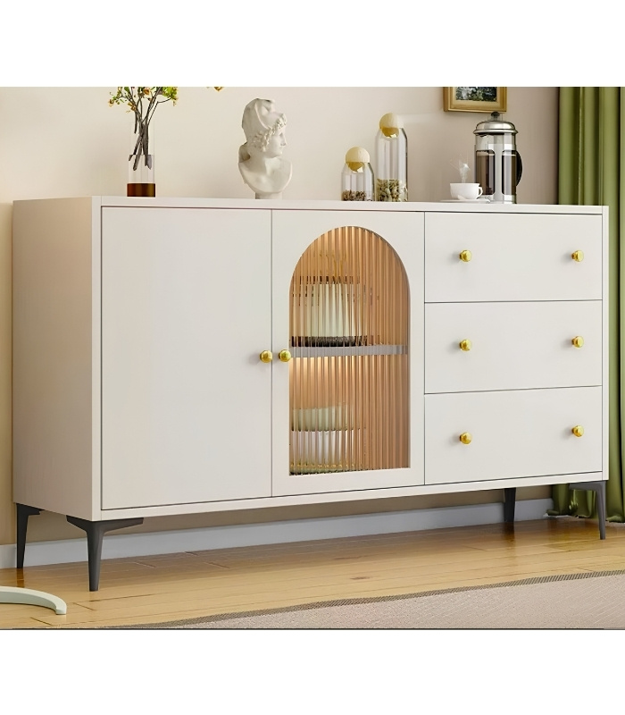 Tủ Trang Trí Gỗ Khung Gỗ sọc trong TTT5.4 120x40x85 - Trắng
