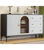 Tủ Trang Trí Gỗ Khung Gỗ sọc trong TTT5.1 120x40x85 - Ghi + Trắng