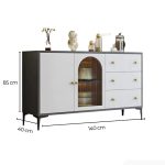 Tủ Trang Trí Gỗ Khung Gỗ sọc trong TTT5.2 140x40x85 - Ghi + Trắng