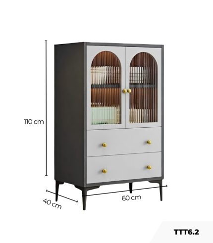 Tủ Trang Trí TTT6.2 60x40x110 - Ghi + Trắng