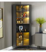 Tủ Trang Trí Góc Tường Khung nhôm Kính màu TTT8.2 100x50x200 - Xám Chì - Ảnh 2