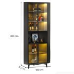 Tủ Trang Trí Góc Tường Khung nhôm Kính màu TTT8.2 100x50x200 - Xám Chì