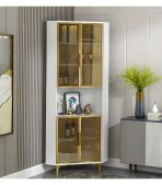 Tủ Trang Trí Góc Tường Khung nhôm Kính màu TTT8.1 100x50x200 - Trắng