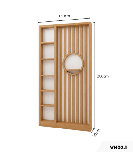 Vách ngăn bếp VN02.1 120×30×280 – Vân gỗ nhạt