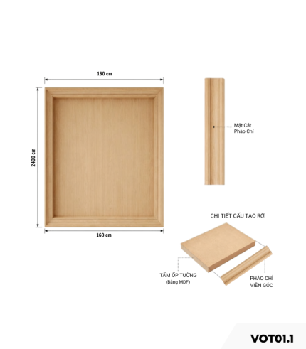 Vách ốp tường VOT01.1 160×240 – Vân gỗ nhạt
