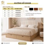 Giường gỗ GNG28.4 180×200 – Vân gỗ nhạt