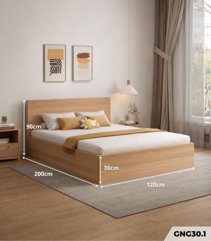 Giường ngủ GNG30.1 120×200 – Vân gỗ nhạt
