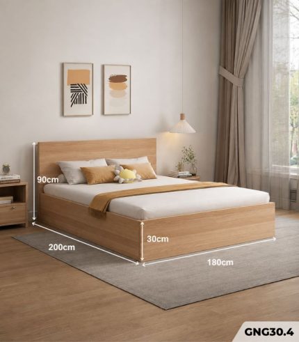 Giường ngủ GNG30.4 180×200 – Vân gỗ nhạt