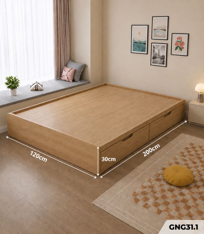 Giường ngủ GNG31.1 120×200 – Vân gỗ nhạt