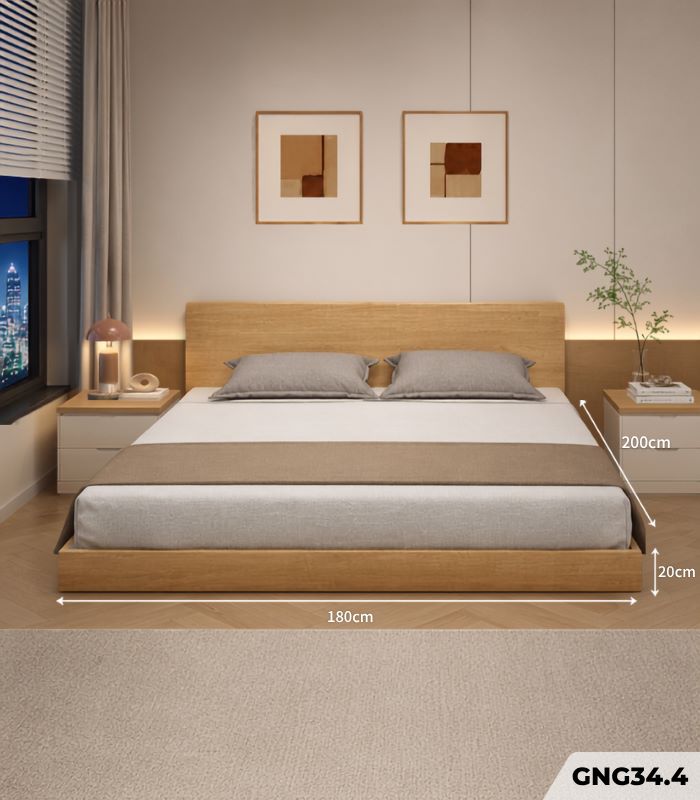 Giường ngủ GNG34.4 180×200 – Vân gỗ nhạt