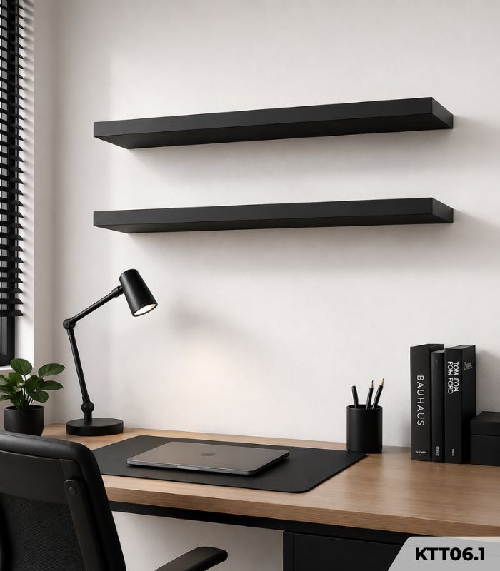Kệ gỗ thanh ngang treo tường trang trí 40x20 KTT06.1 - Đen