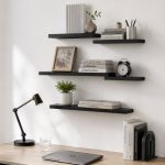 Kệ gỗ thanh ngang treo tường trang trí 50x30 KTT06.2 - Đen