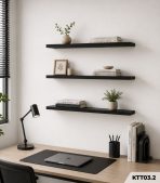 Kệ gỗ thanh ngang treo tường trang trí 60x30 KTT06.3 - Đen