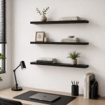 Kệ gỗ thanh ngang treo tường trang trí 60x30 KTT06.3 - Đen