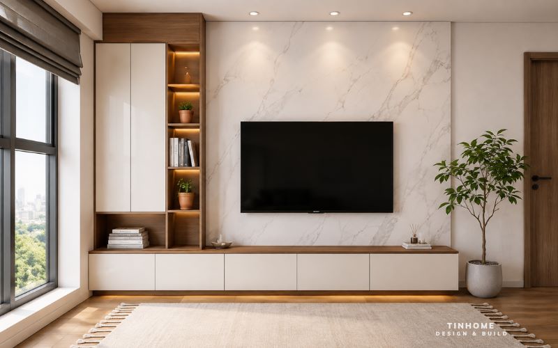 Kệ tivi kết hợp kệ sách hoặc tủ rượu