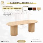 Bàn ăn Oval Doris PB01.2 160x75 - Vân gỗ nhạt