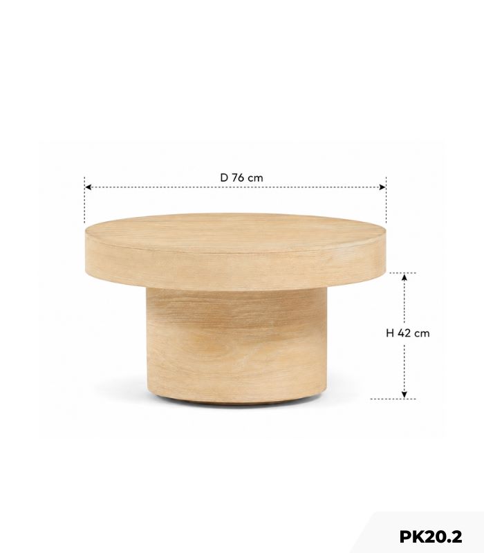 Bàn trà gỗ tròn PK20.2 - Vân gỗ nhạt