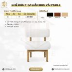 Ghế đơn thư giãn bọc vải PK20.3 - Trắng + Vân gỗ nhạt