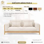 Ghế Sofa băng phòng khách cao cấp PK20.4 200x80 - Trắng + Vân gỗ nhạt