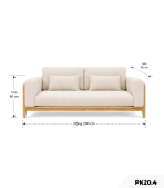 Ghế Sofa băng phòng khách cao cấp PK20.4 200×80 – Trắng + Vân gỗ nhạt